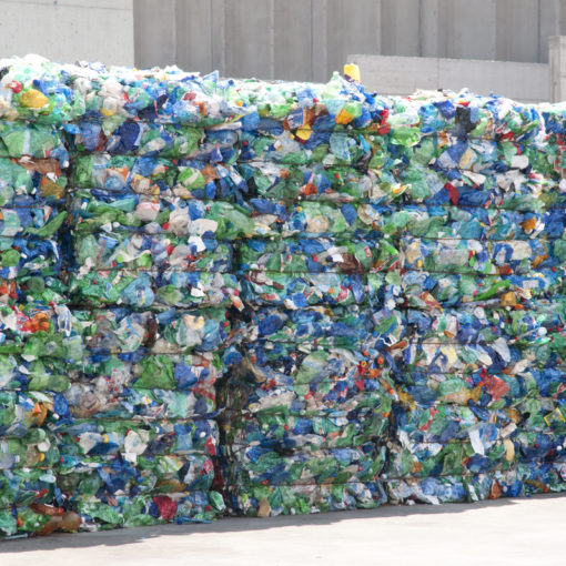 Plastic Waste Bales Ready for Recycling