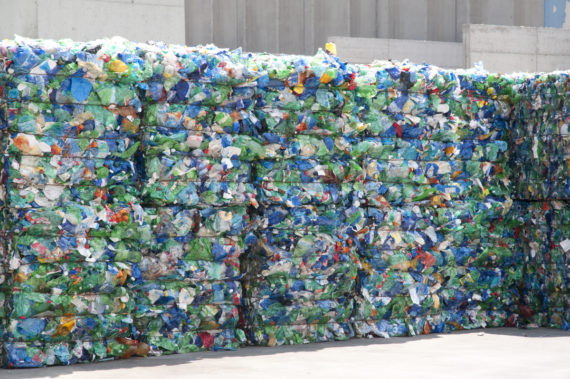 Plastic Waste Bales Ready for Recycling